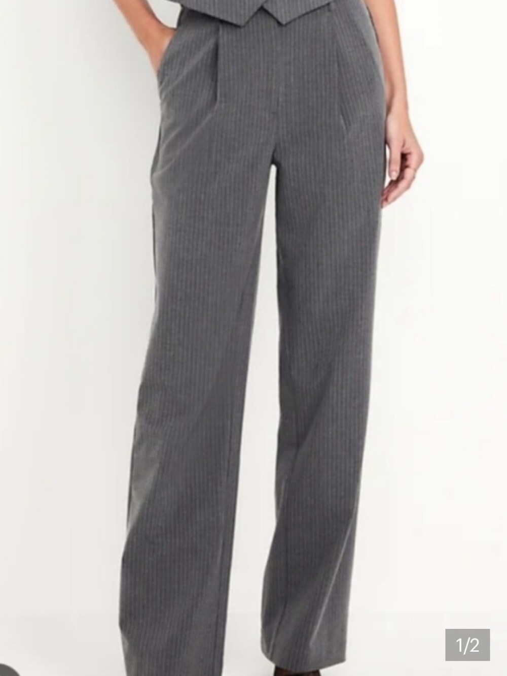 Old Navy Gray Pinstripe Wide-Leg Trousers